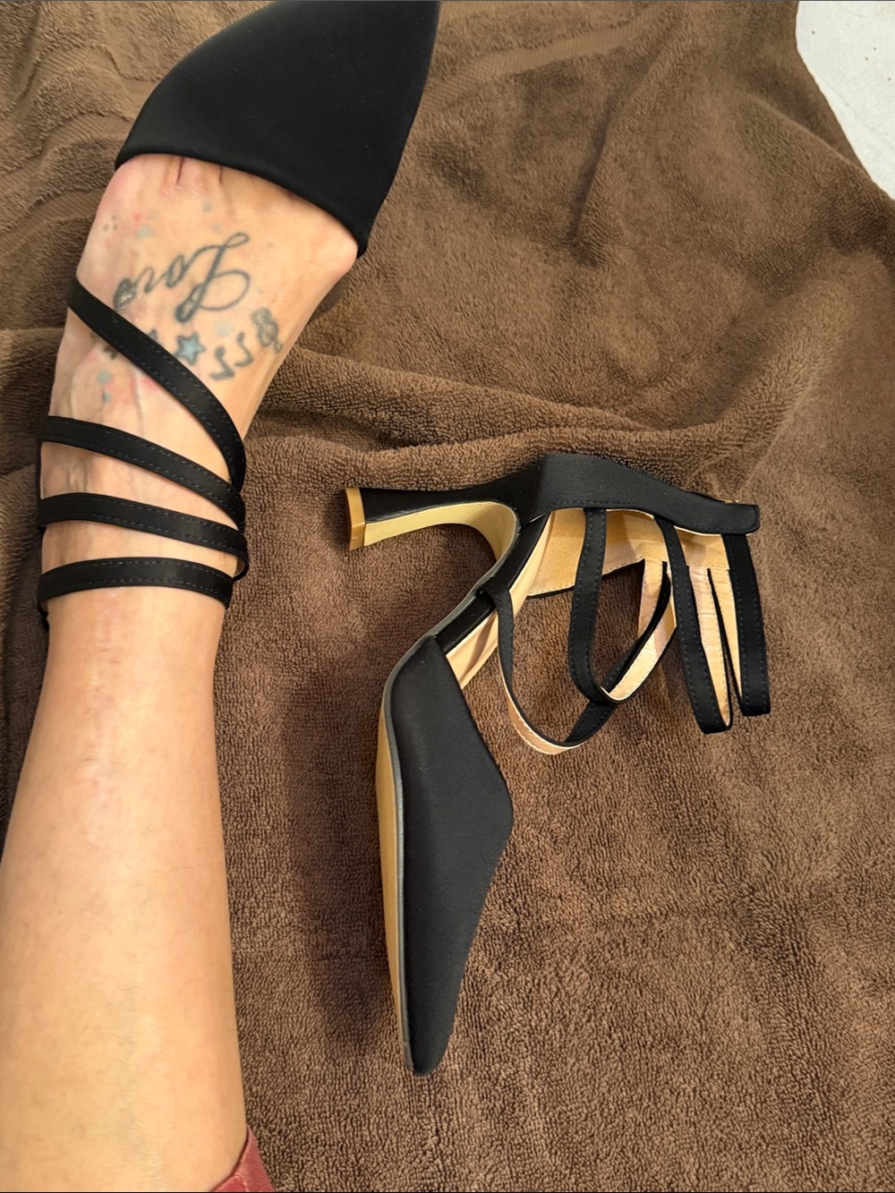 Classic Black Strappy Pointed-Toe Heels